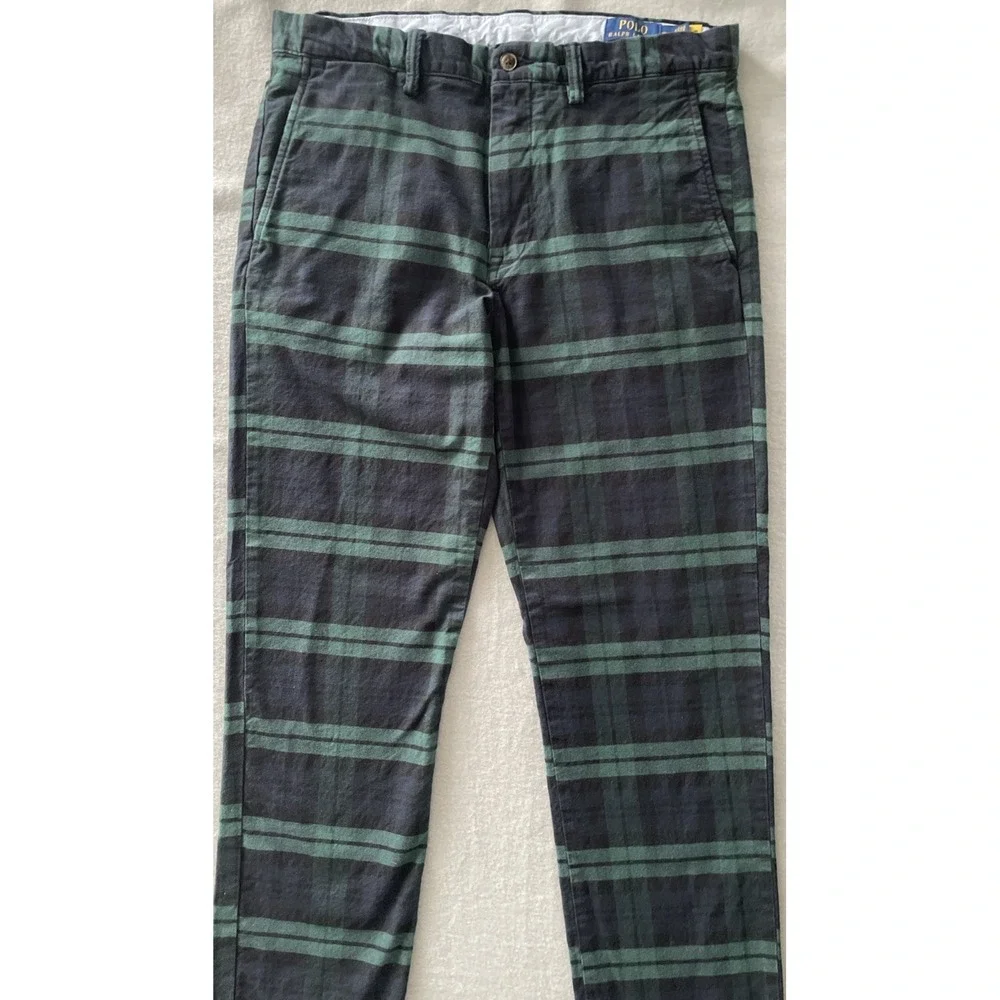 Polo Ralph Lauren Trousers Mens Size W32 L32 Blackwatch Tartan‎ Plaid 7oz Twill